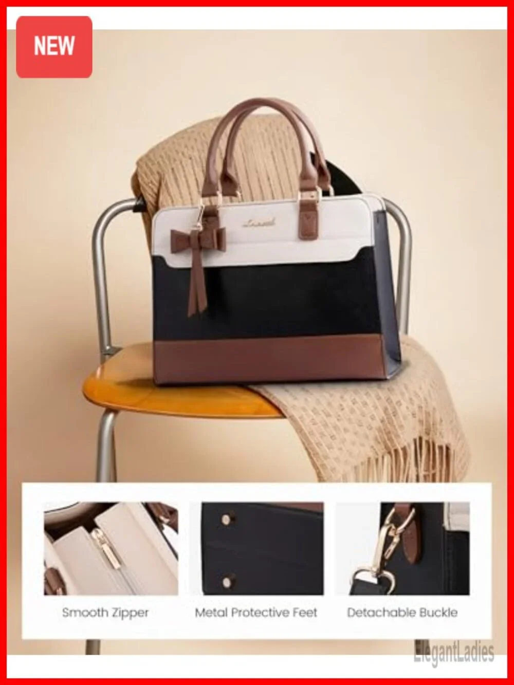 Women's Leather Tote Handbag Satchel Shoulder Crossbody Purse with Zipper